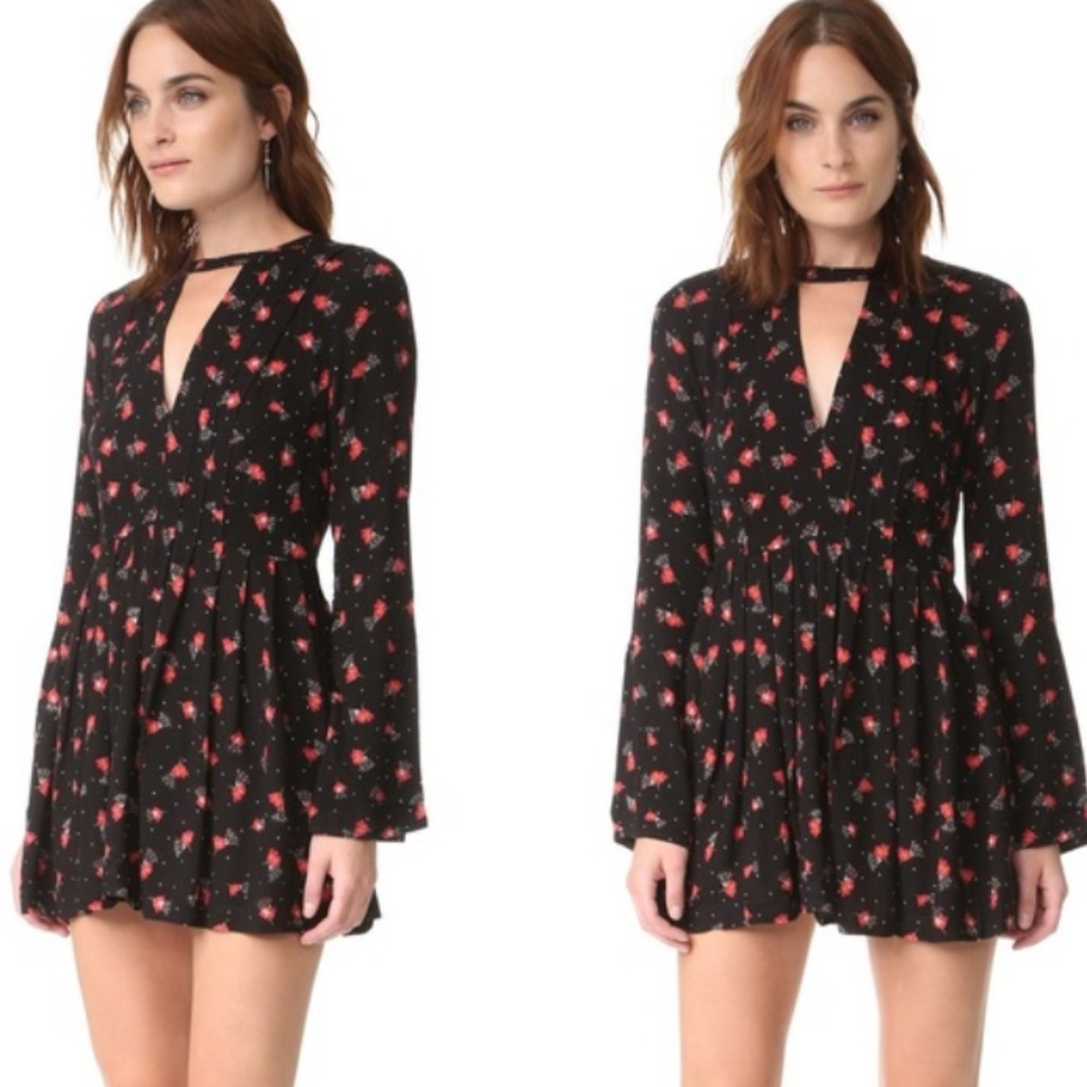 Free People Tegan High Neck long sleeve mini dress